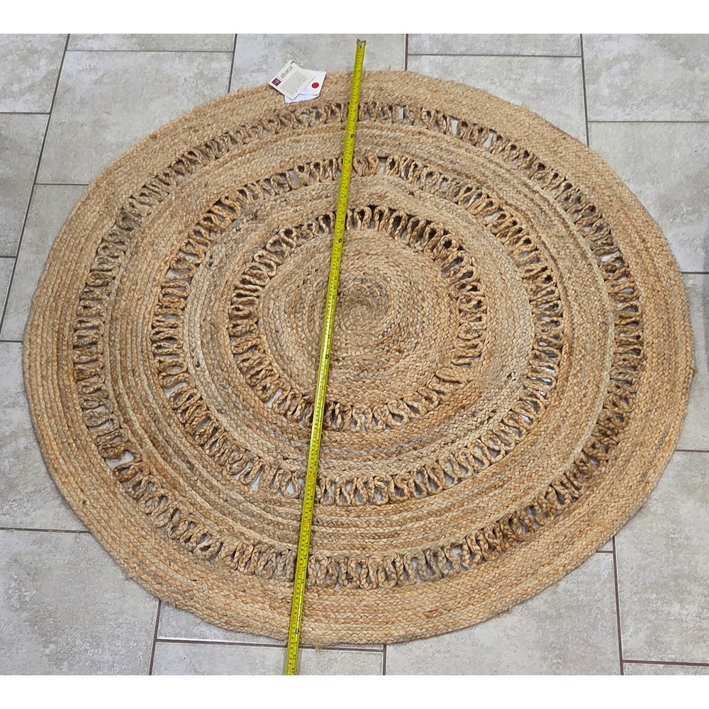 Redearth Abaca 100% Jute Round Area Rug 5ft Earthly Trails Natural NEW